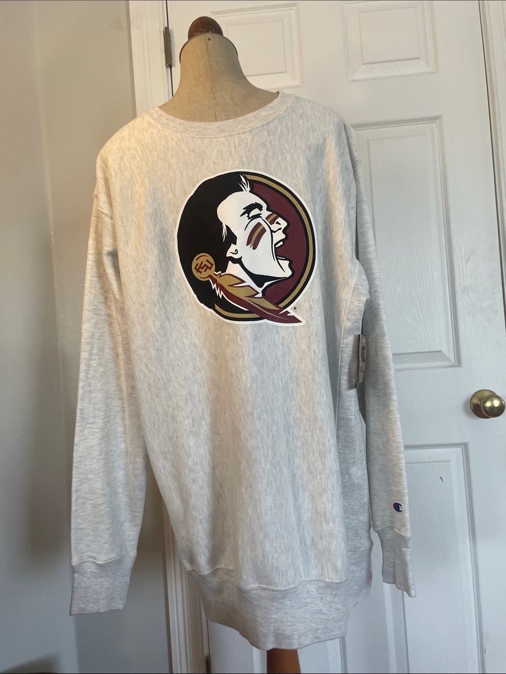 Champion FSU Gray Crewneck pullover Sweatshirt Florida State University nwts XLT